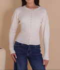 Strickjacke Druckknopf Tailliert Creme
